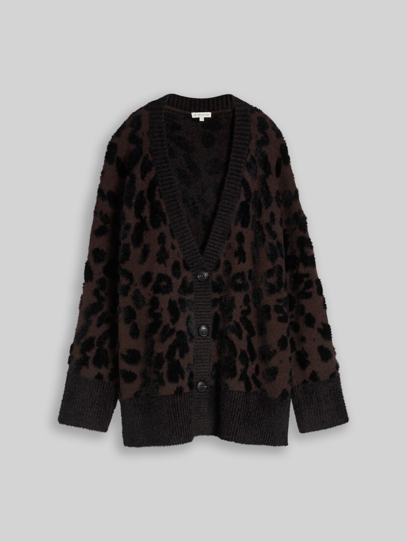 Oversize Cardigan mit Leo-Muster von Women, java brown big leo design