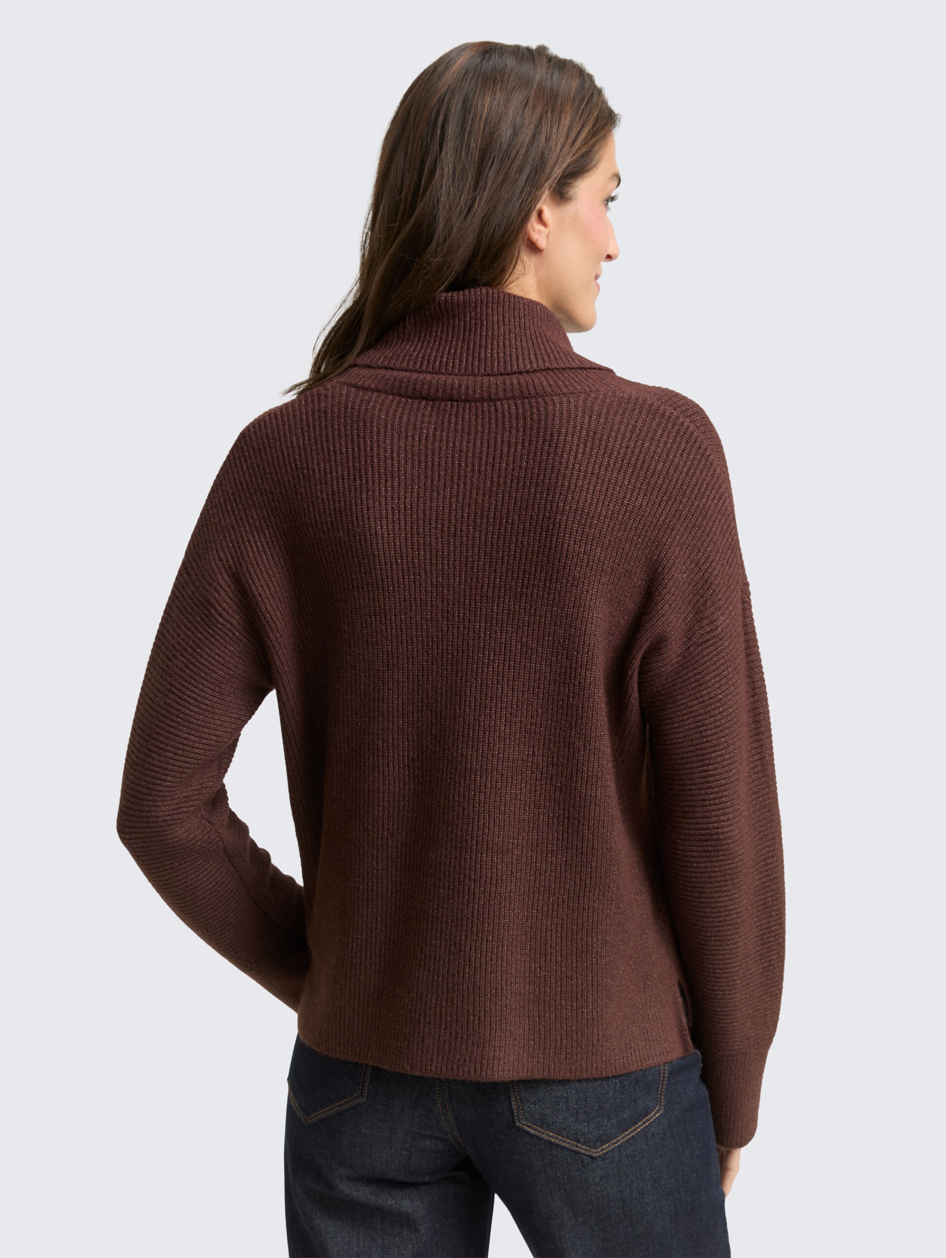 Oversize Rollkragenpullover - dark pecan brown melange