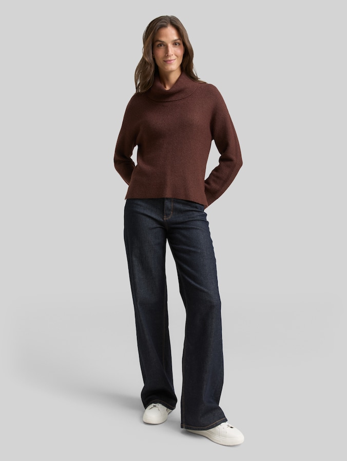 Pull à col roulé oversize par Women, dark pecan brown melange