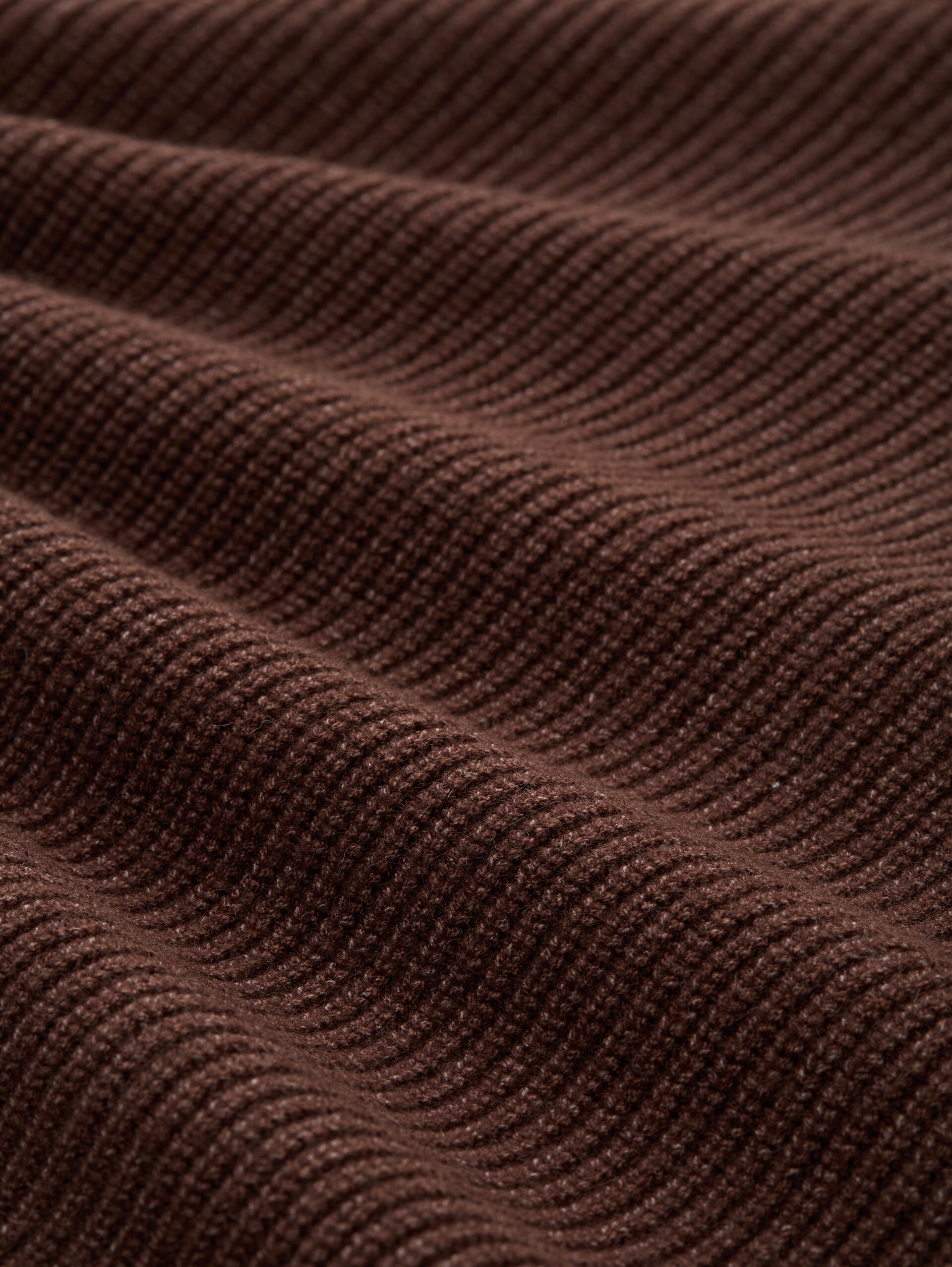 Oversize Rollkragenpullover - dark pecan brown melange - Material-Ansicht