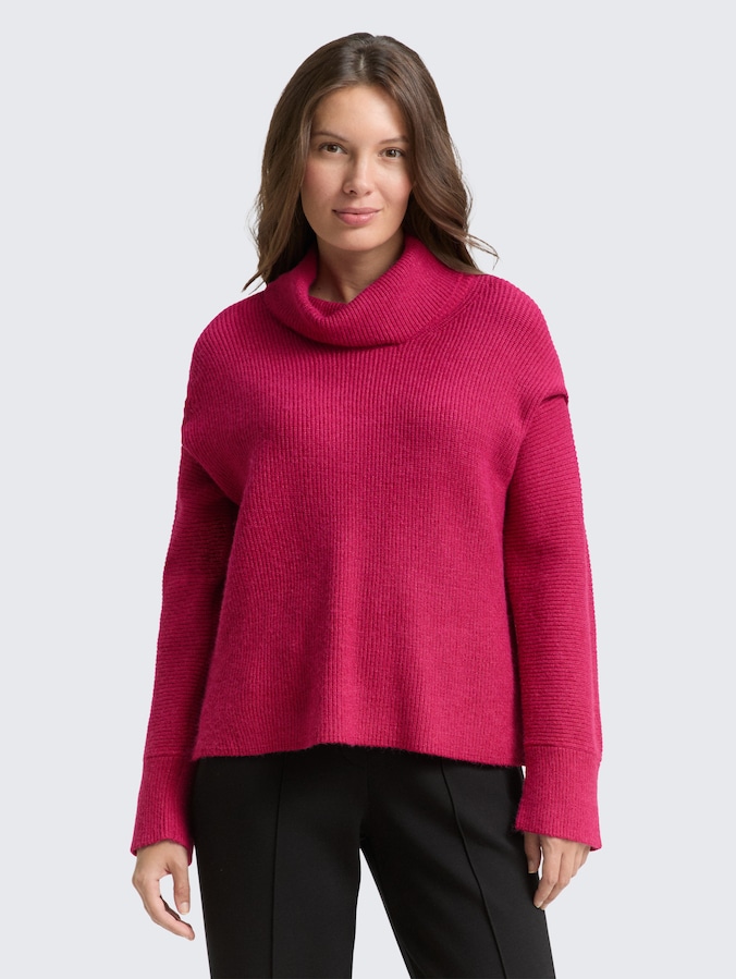 Oversized coltrui door Women, dark pink melange