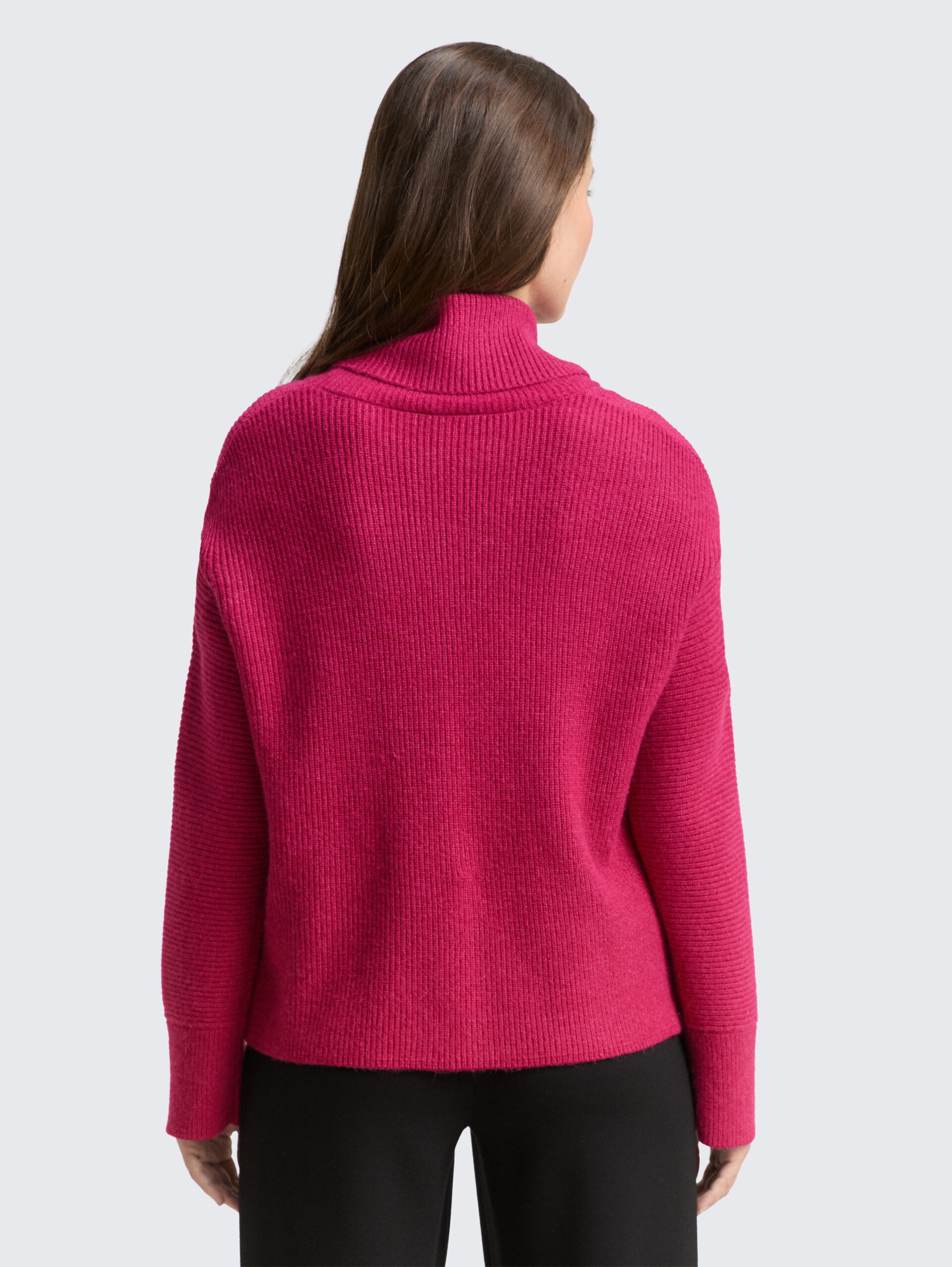 Oversize Rollkragenpullover - dark pink melange