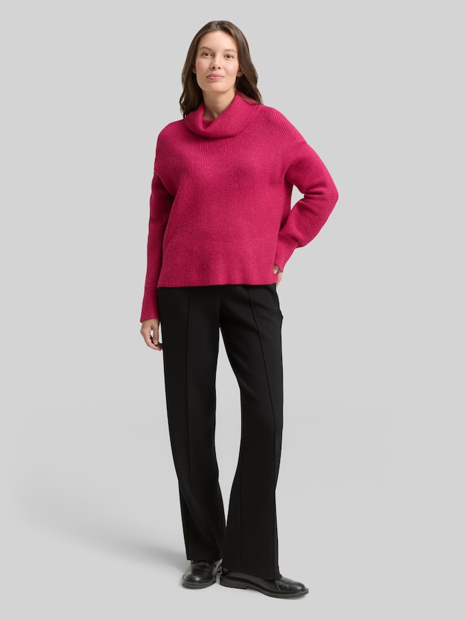 Pull à col roulé oversize par Women, dark pink melange