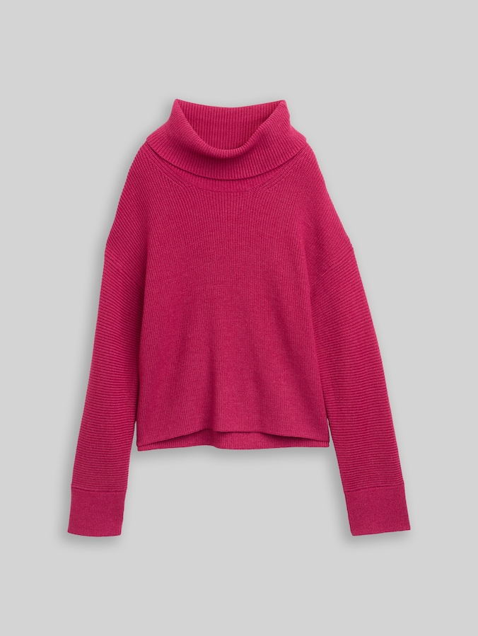 Pull à col roulé oversize par Women, dark pink melange