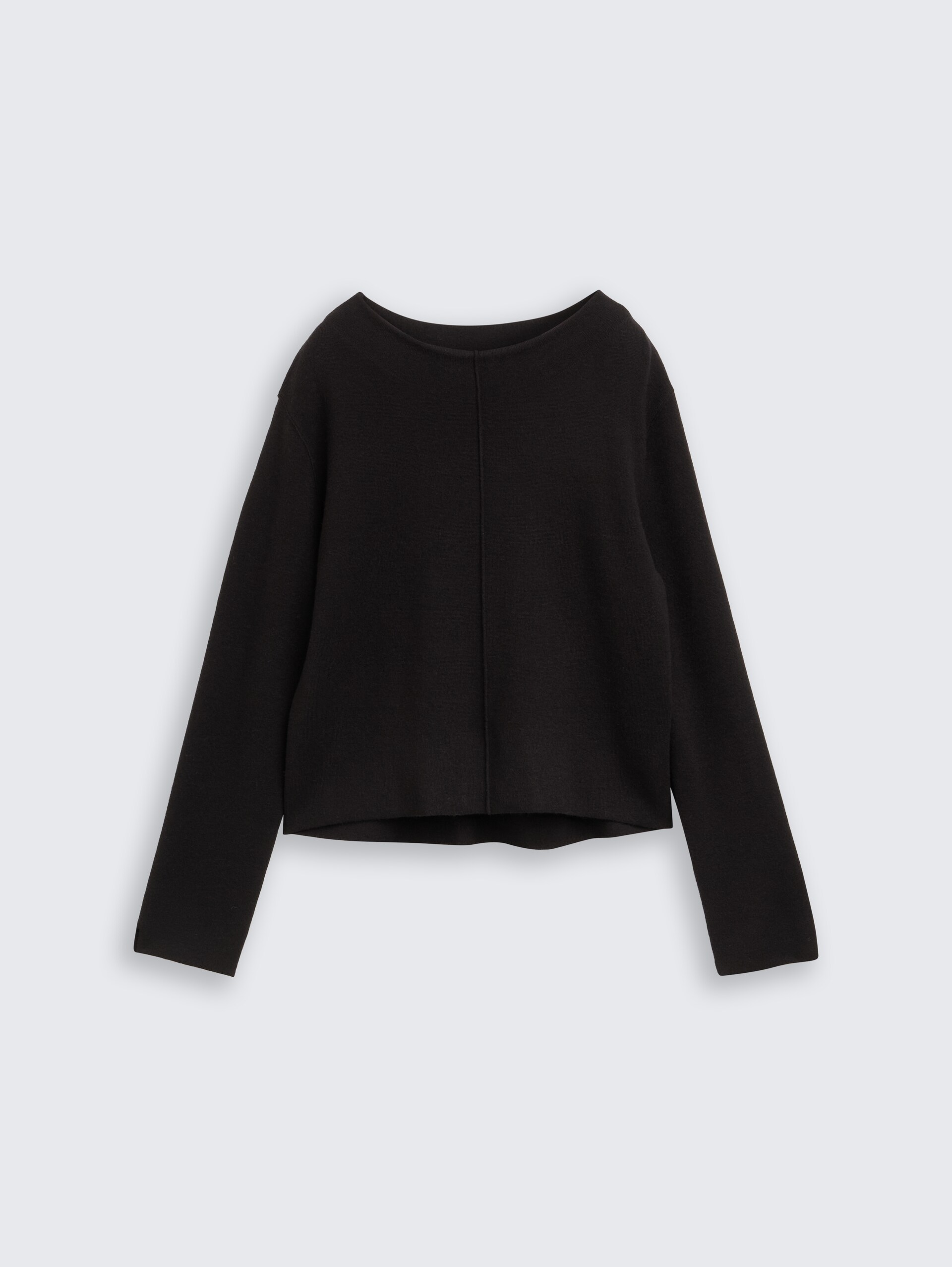 Cropped Strickpullover mit Stehkragen - deep black