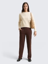 Pull court en maille avec col montant - sand stone beige melange - Vue de face du modèle