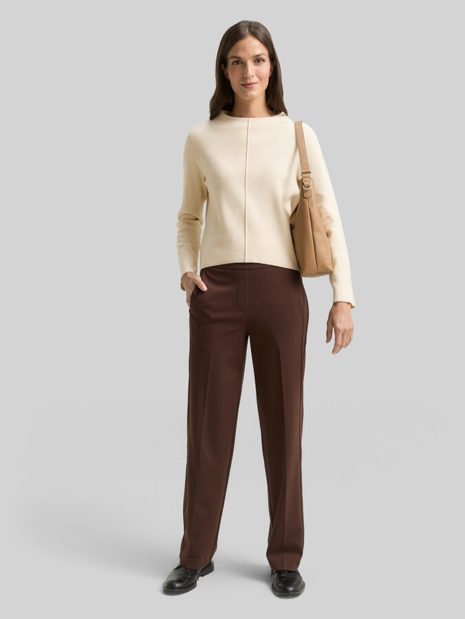 Pull court en maille avec col montant par Women, sand stone beige melange