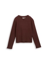 Not Selected, Cropped knitted jumper with stand-up collar by , brown