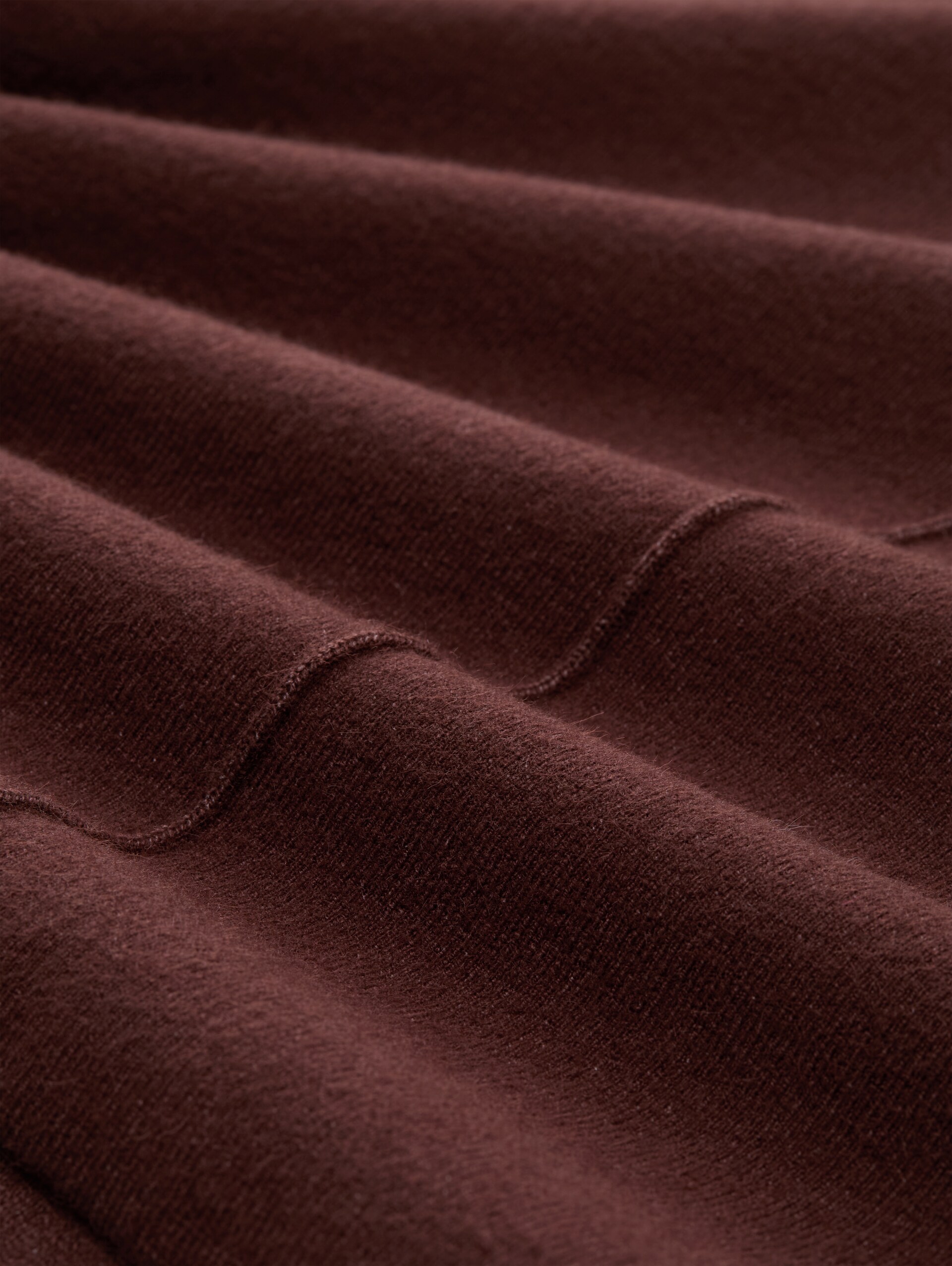 Cropped Strickpullover mit Stehkragen - dark pecan brown melange - Material-Ansicht