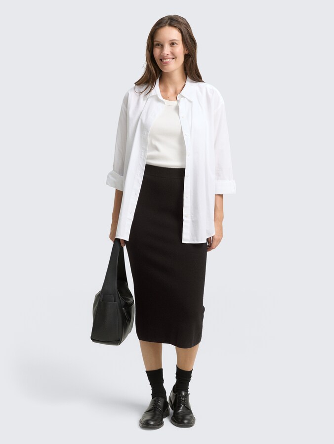 Midi-rok met split door Women, deep black