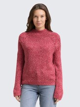 Loose Fit Strickpullover mit Wollanteil - pink berry mouline - Ausschnitt Model-Vorderansicht