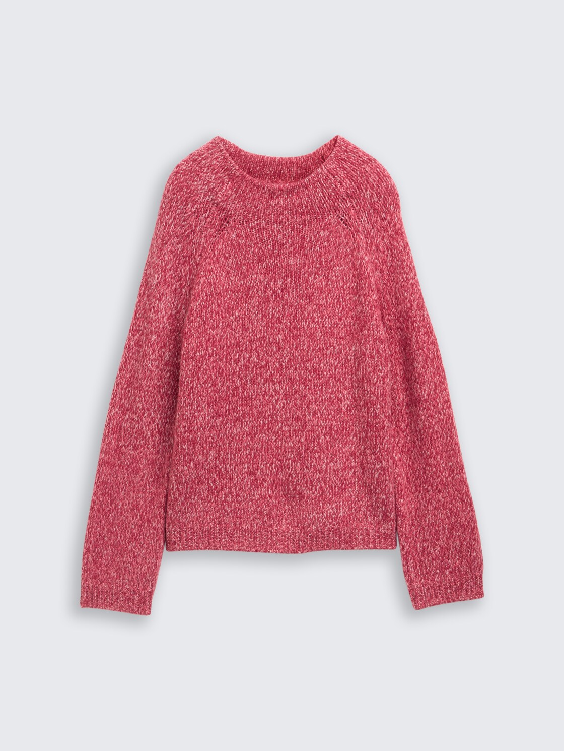 Loose fit knitted jumper with wool content - pink berry mouline