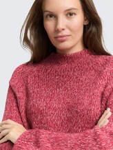 Loose Fit Strickpullover mit Wollanteil - pink berry mouline - Detail-Model-Ansicht