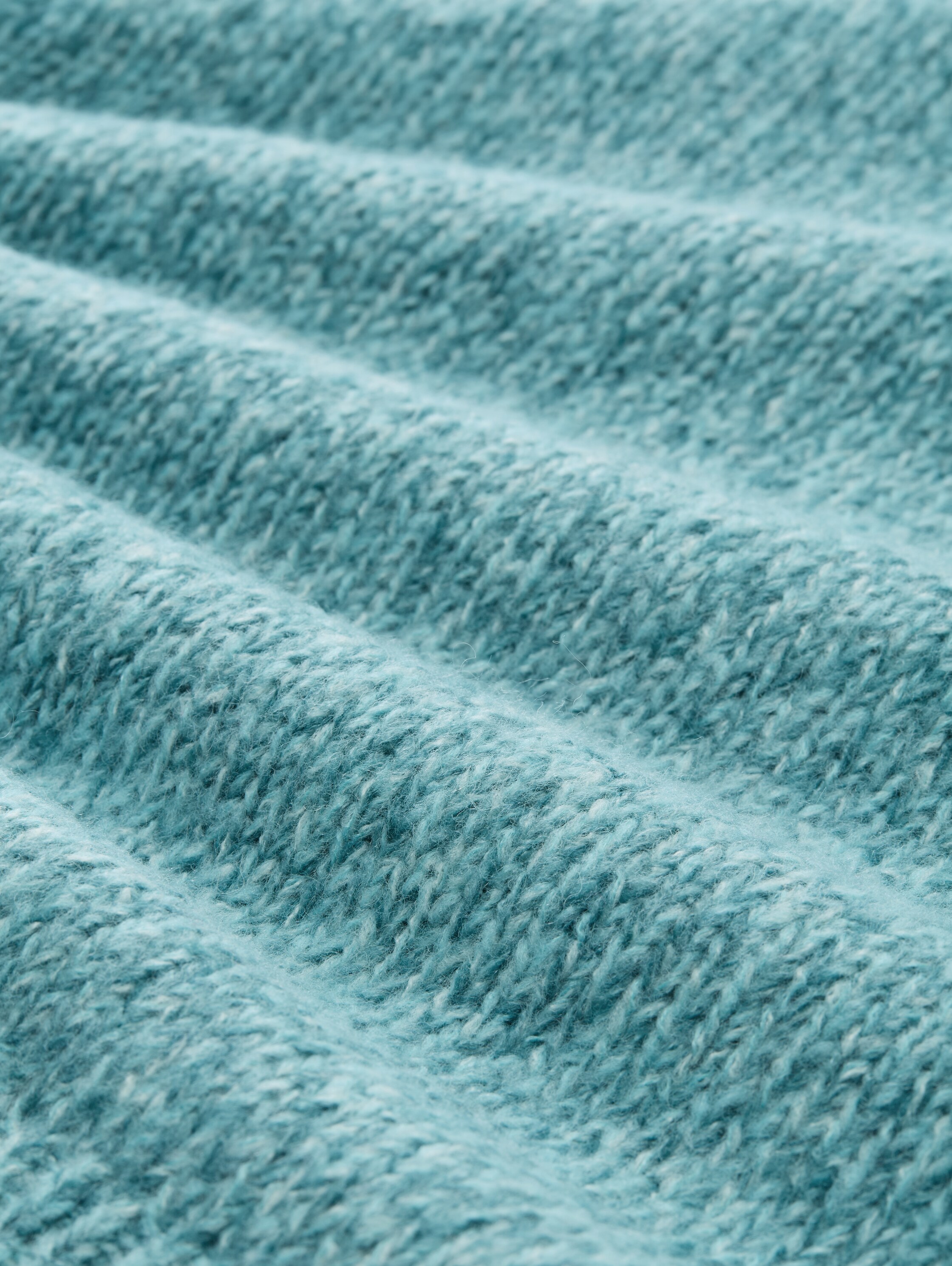 Pull en maille ample avec partie en laine - teal white mouline - Vue de la matière