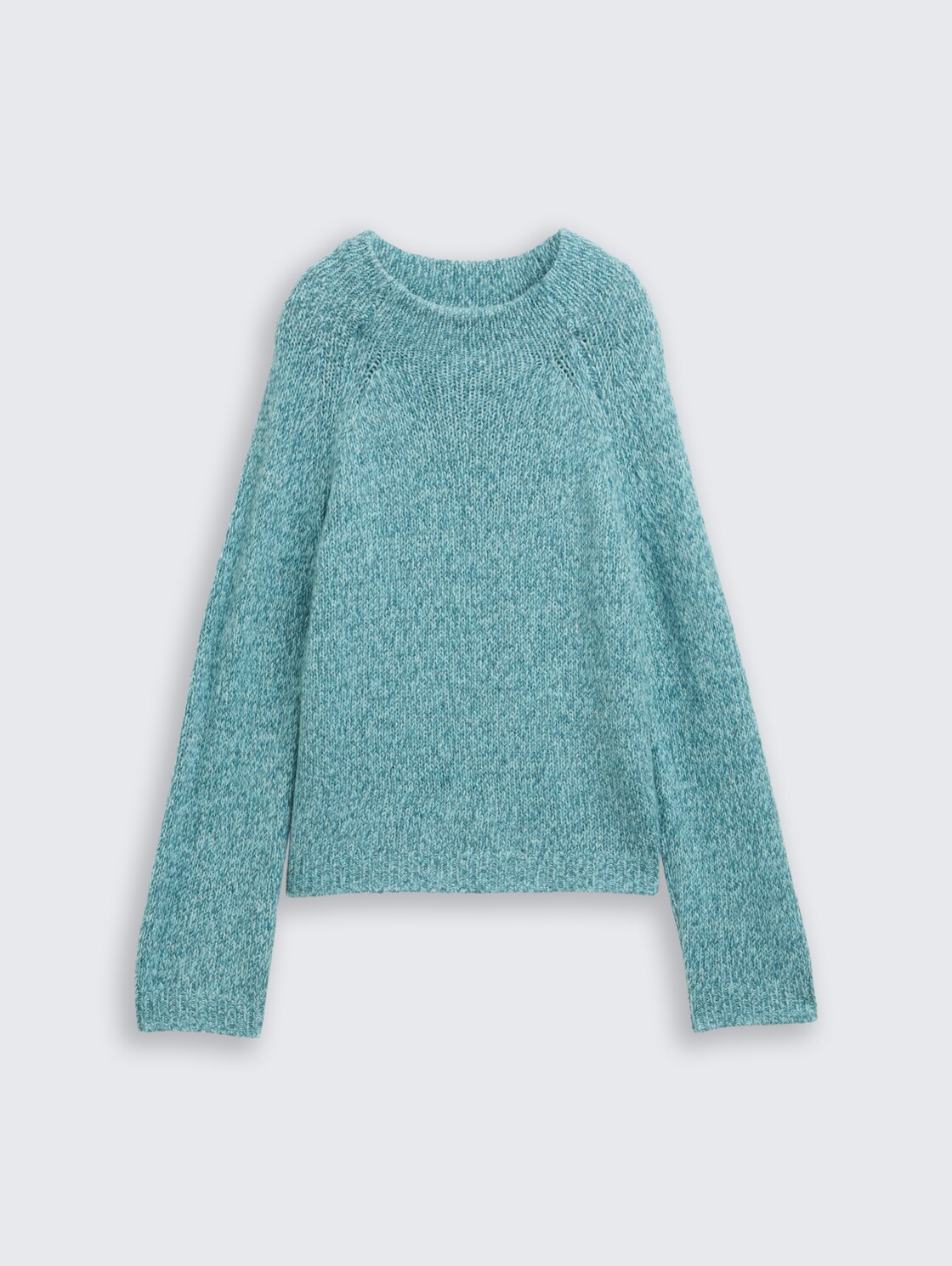Loose Fit Strickpullover mit Wollanteil - teal white mouline