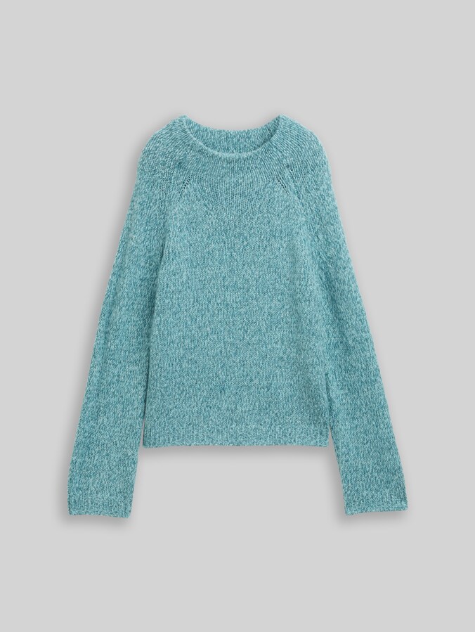 Loose Fit Strickpullover mit Wollanteil von Women, teal white mouline