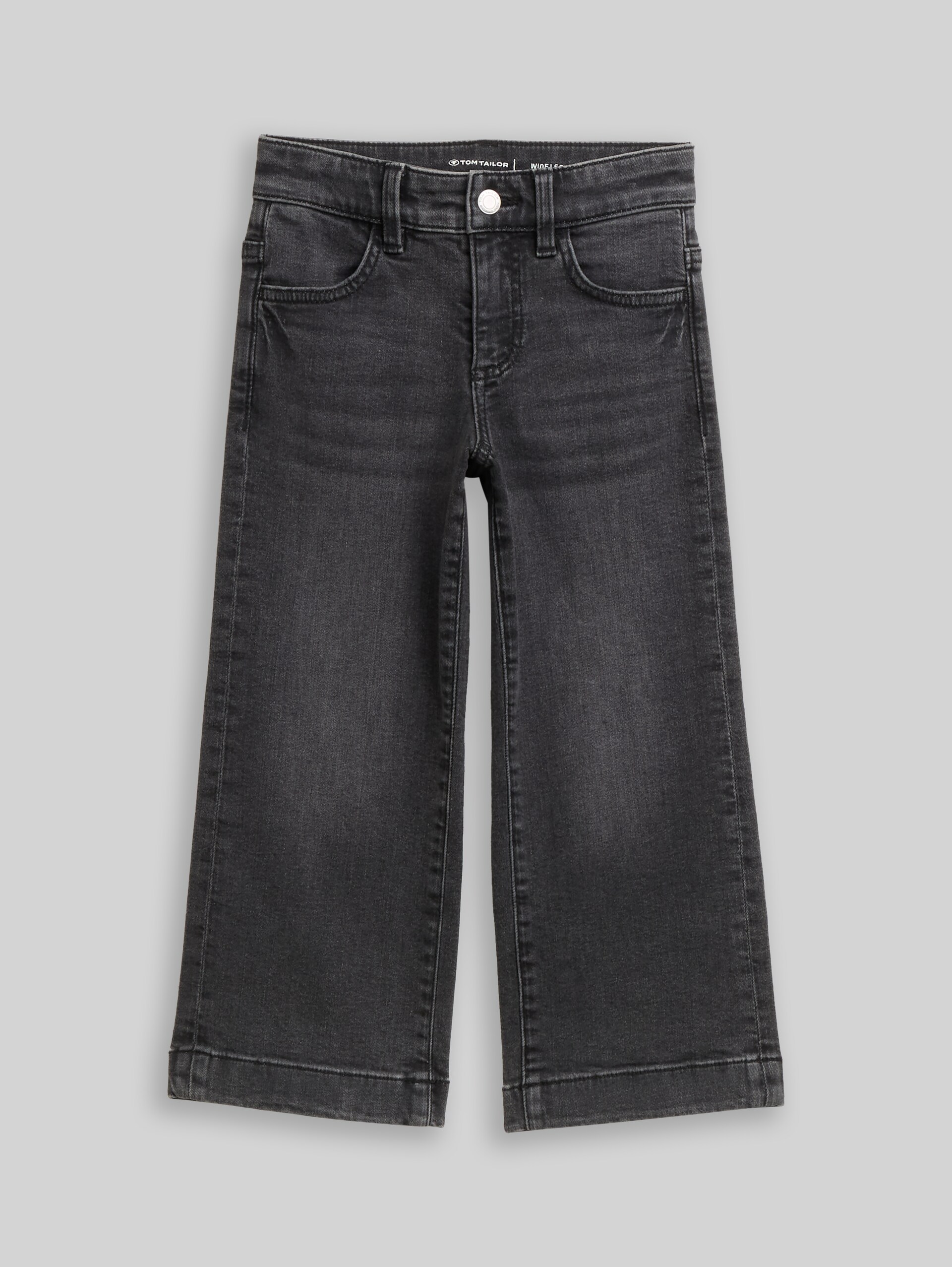 Wide leg jeans with stretch - grey denim - Front product view