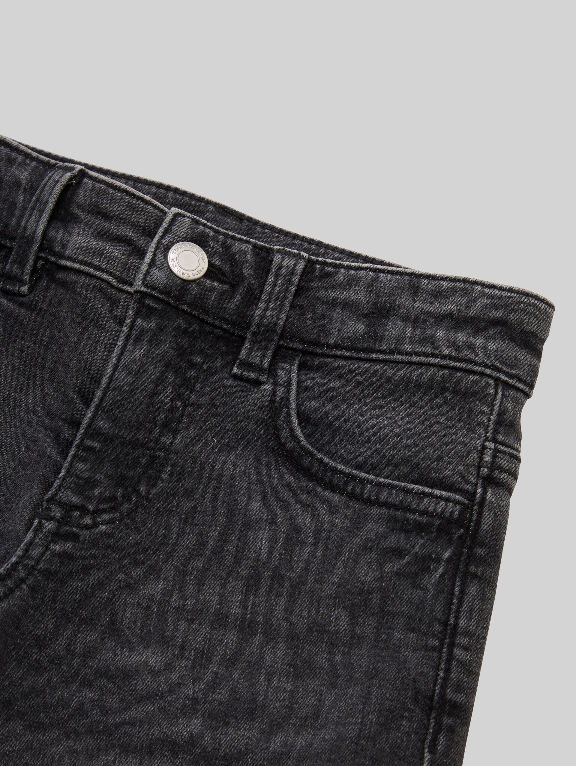 Wide leg jeans with stretch - grey denim - Detail model view