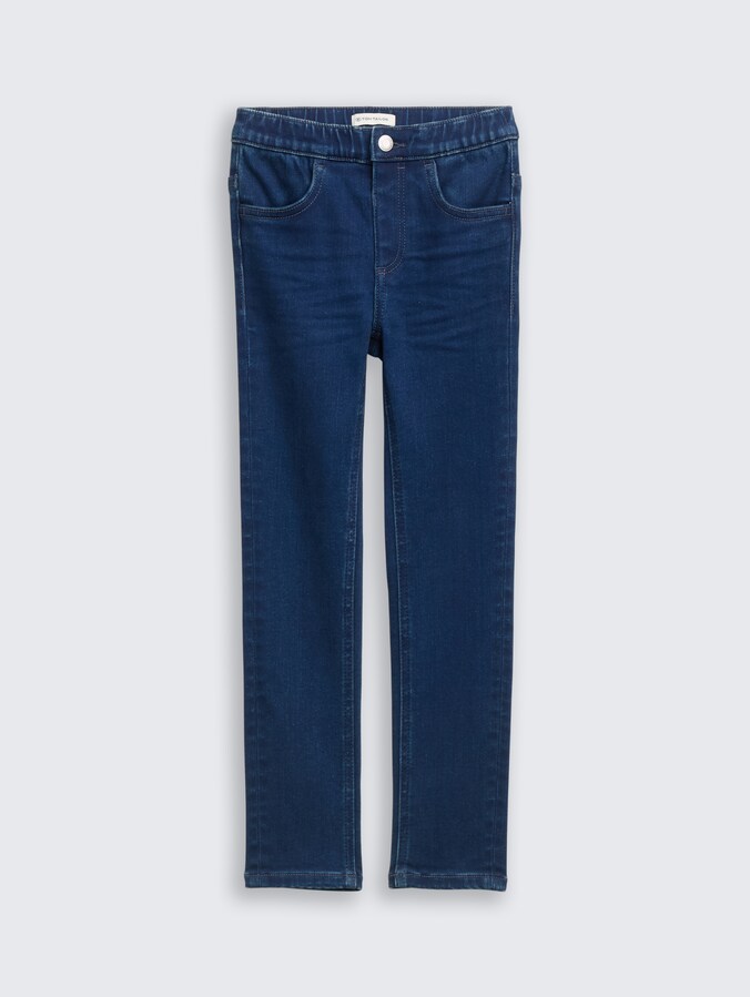 Treggings broek met stretch door Mini Girls, mid stone bright blue denim