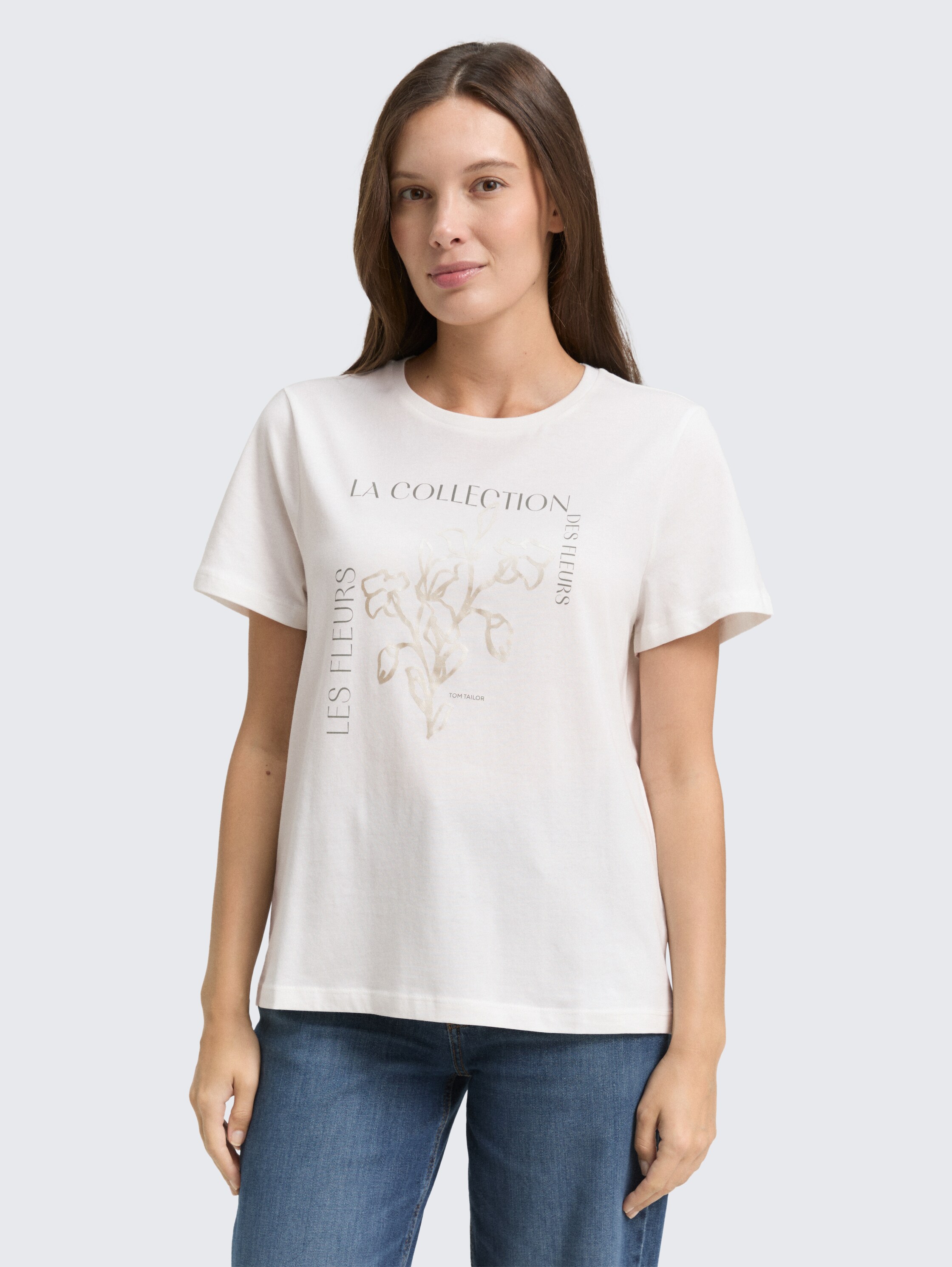 T-shirt met print - Whisper White - Nek model vooraanzicht