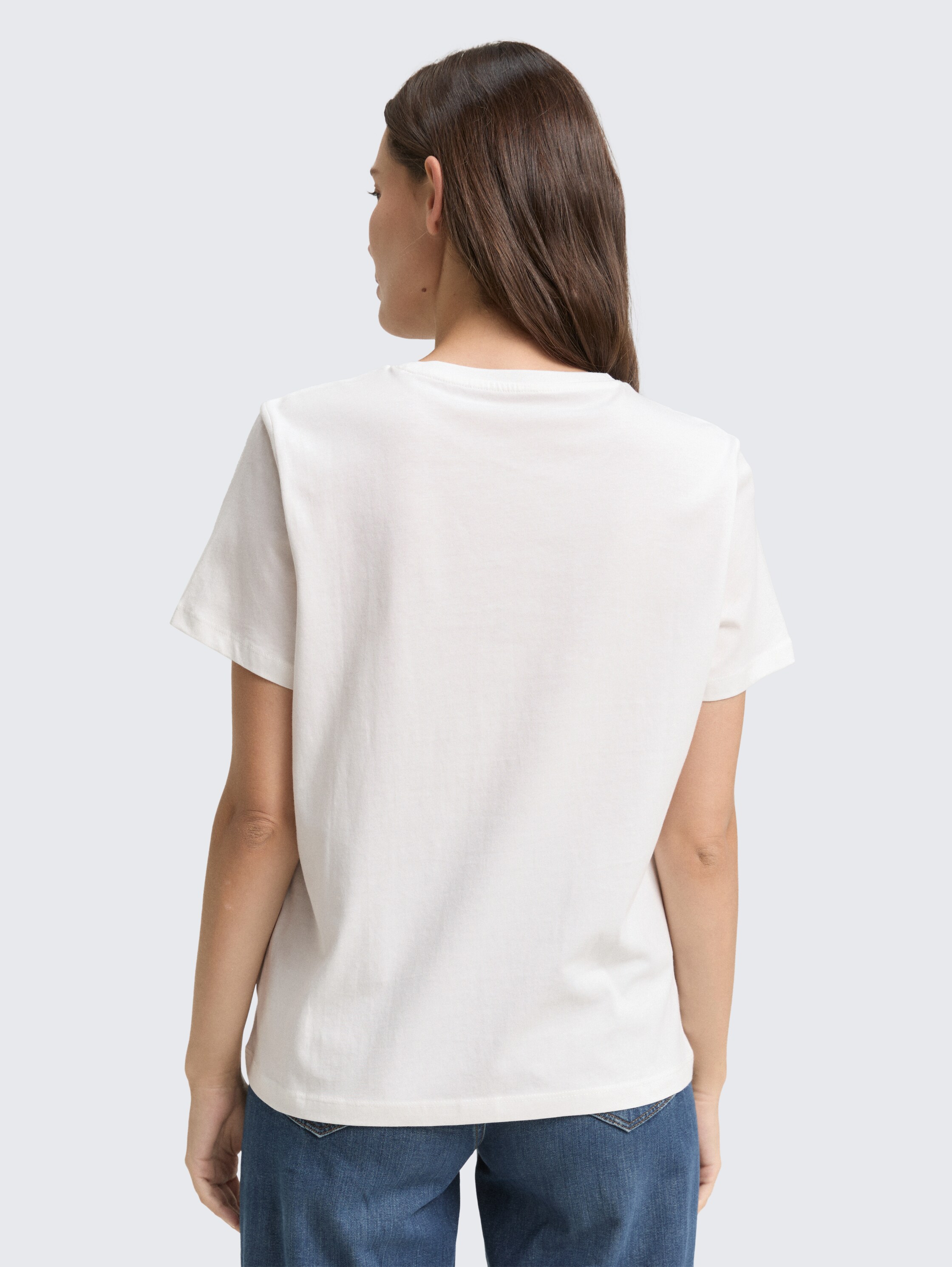 T-shirt met print - Whisper White - Neklijn model-achteraanzicht
