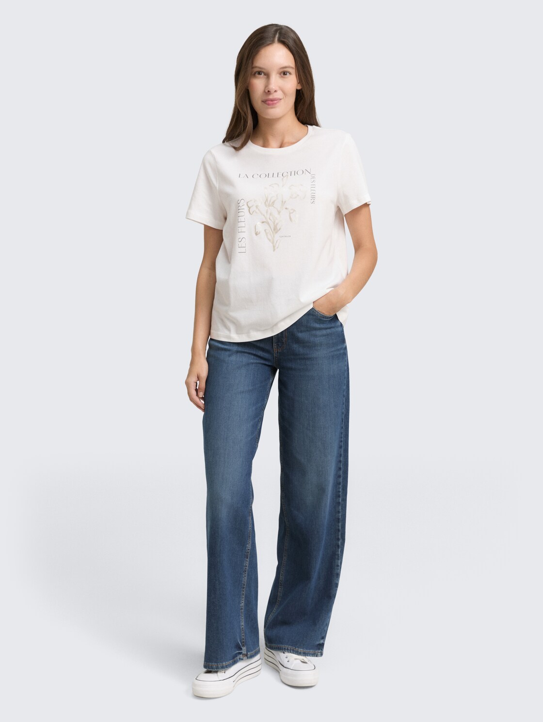 T-Shirt mit Print - Whisper White - Model-Vorderansicht