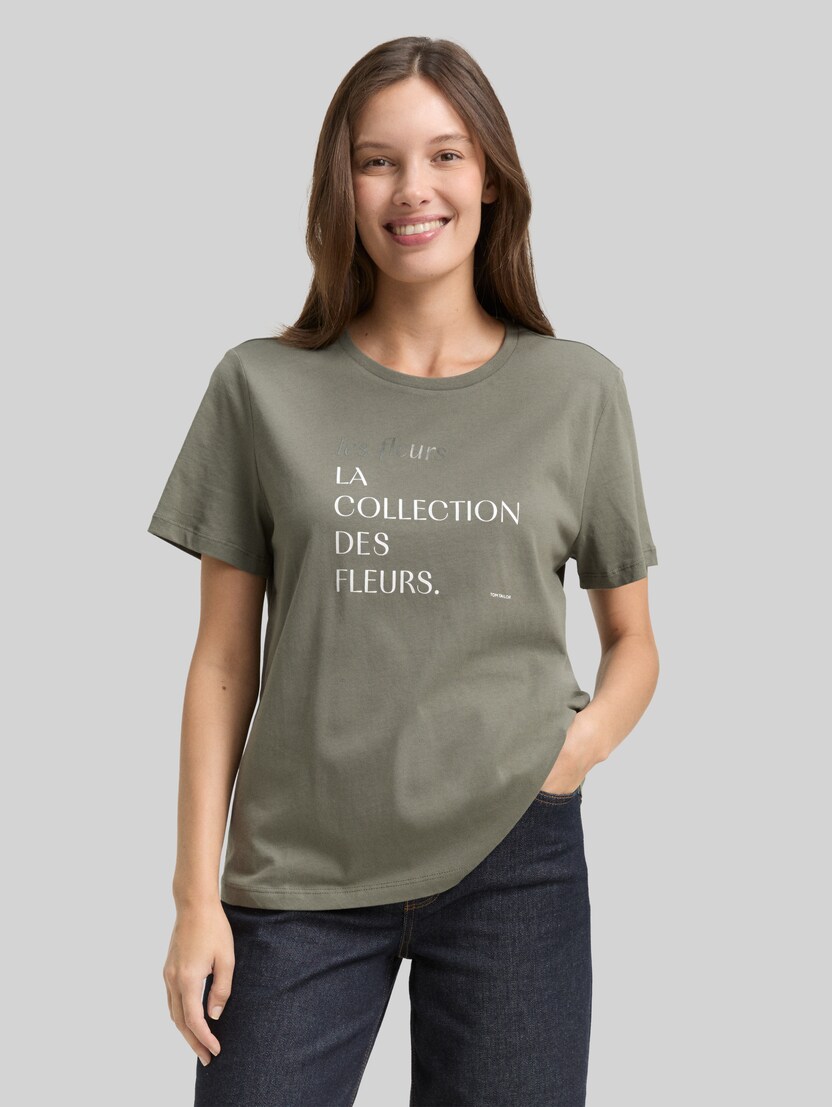 T-Shirt mit Print von Women, cloudy green