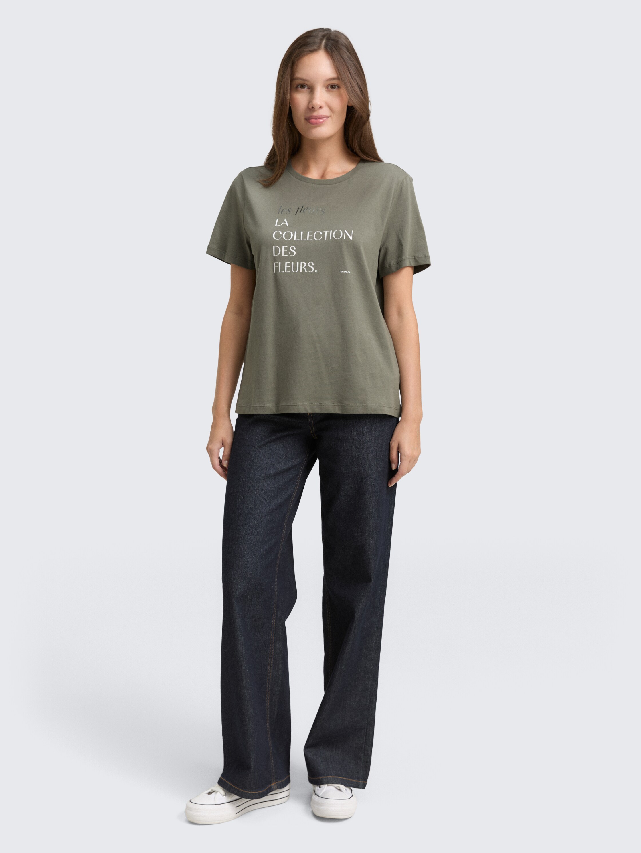 T-shirt met print - cloudy green - Model vooraanzicht