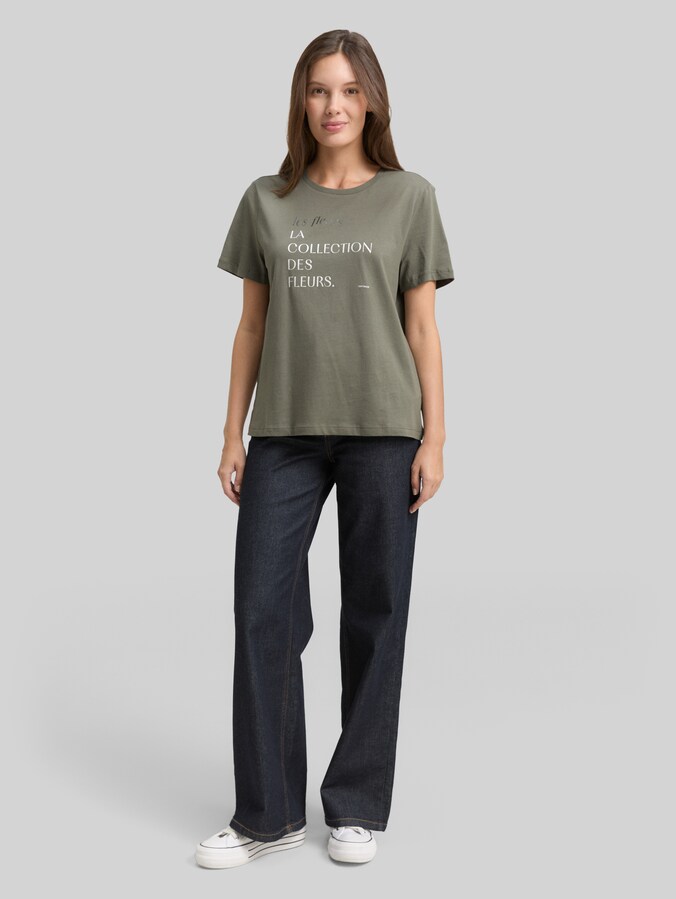 T-Shirt mit Print von Women, cloudy green