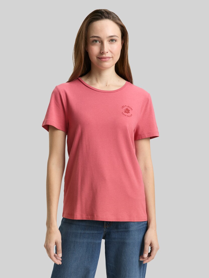T-Shirt mit Blumen-Stickerei von Women, cozy pink