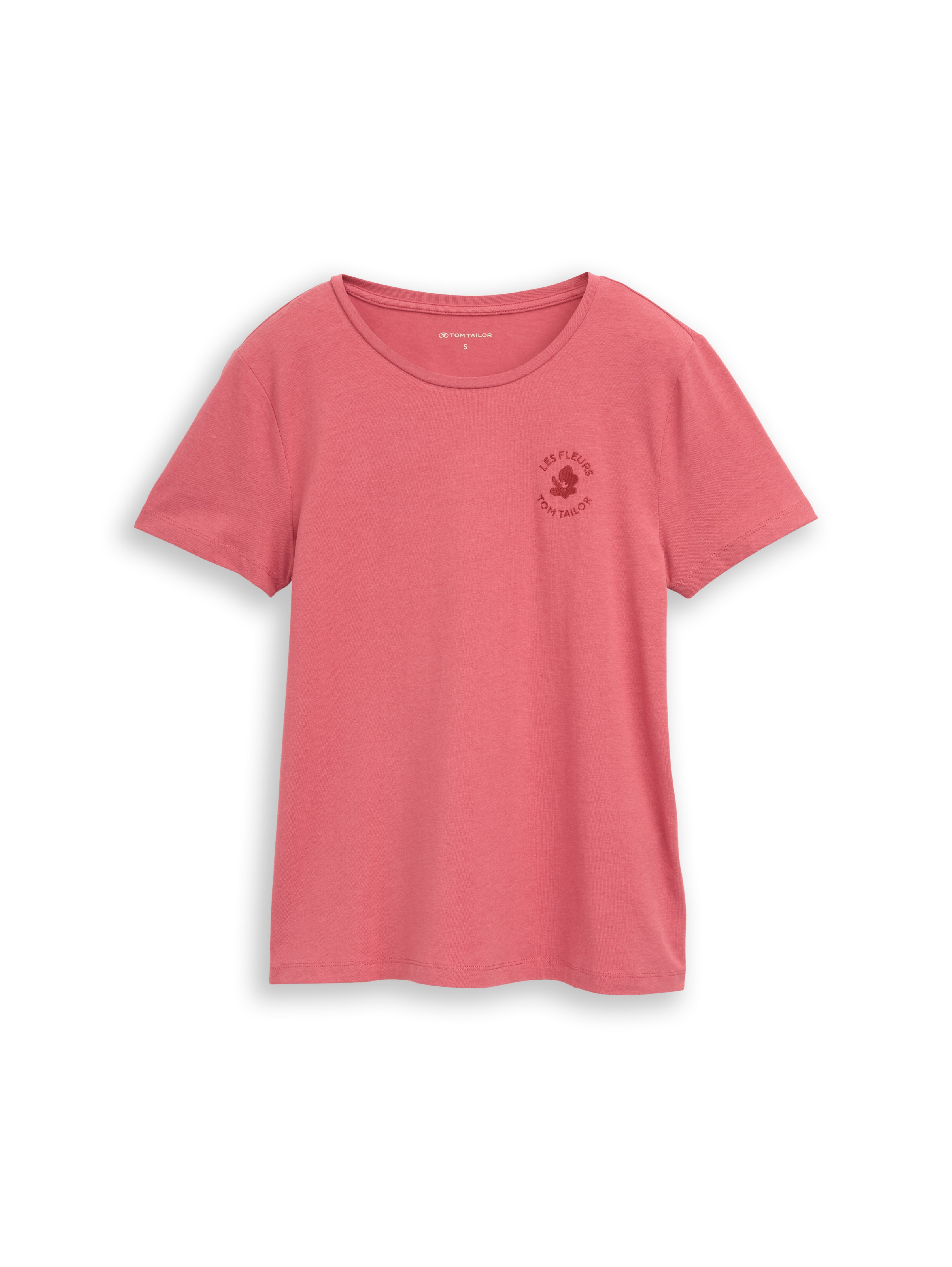 T-shirt with floral embroidery in blue by Tom Tailor