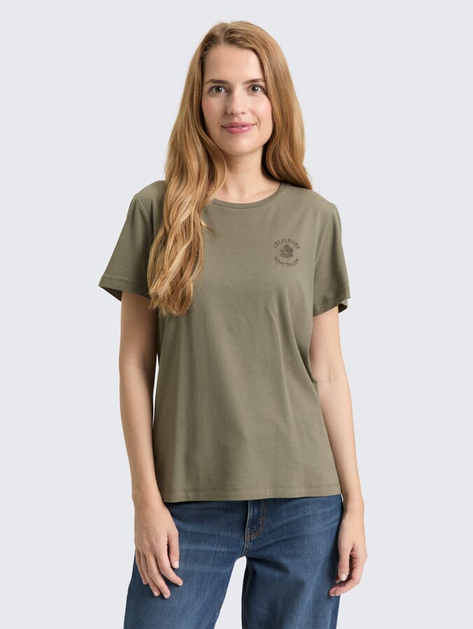 T-shirt met bloemenborduursel door Women, cloudy green