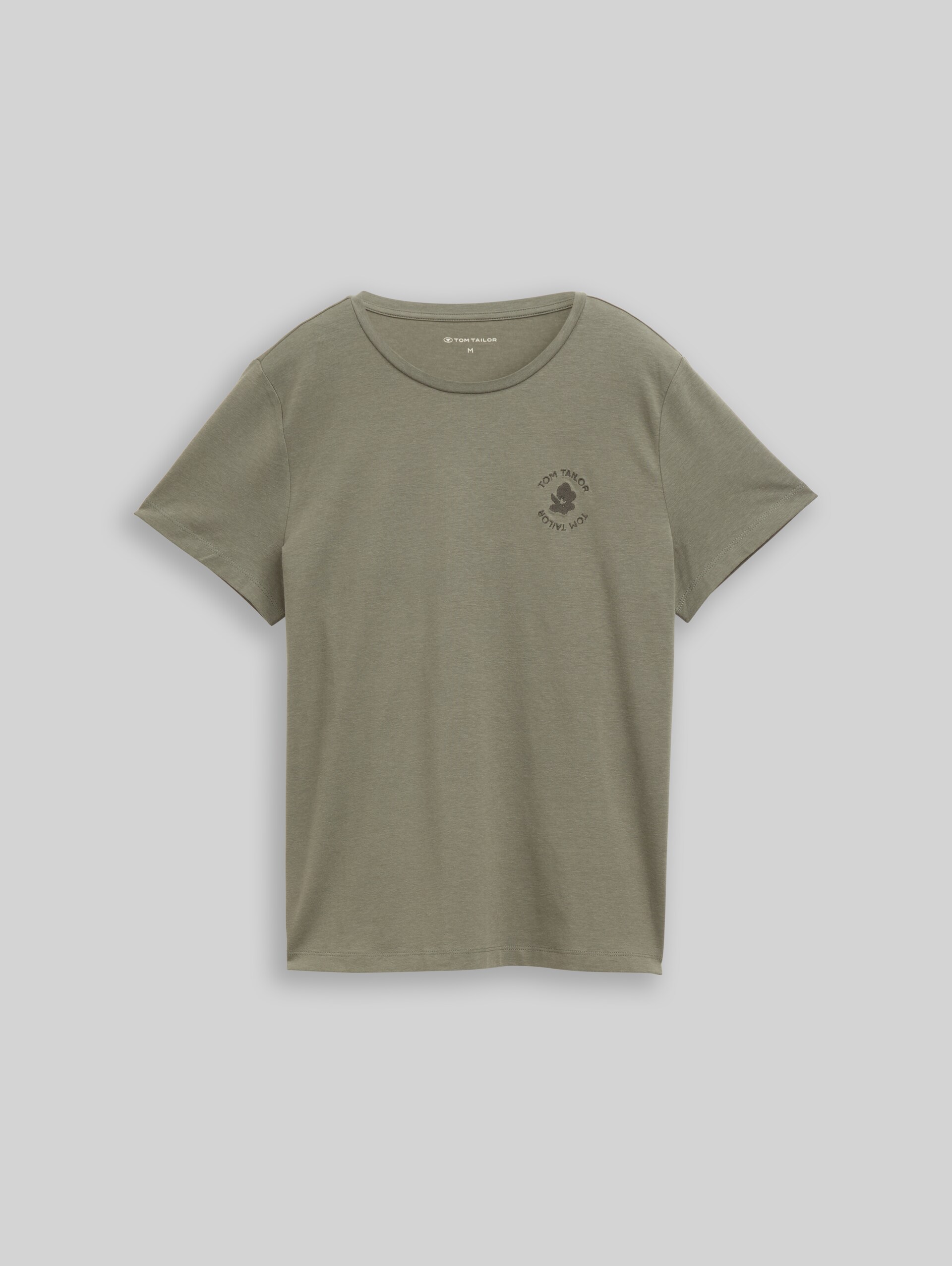 T-shirt with floral embroidery - cloudy green - Front product view