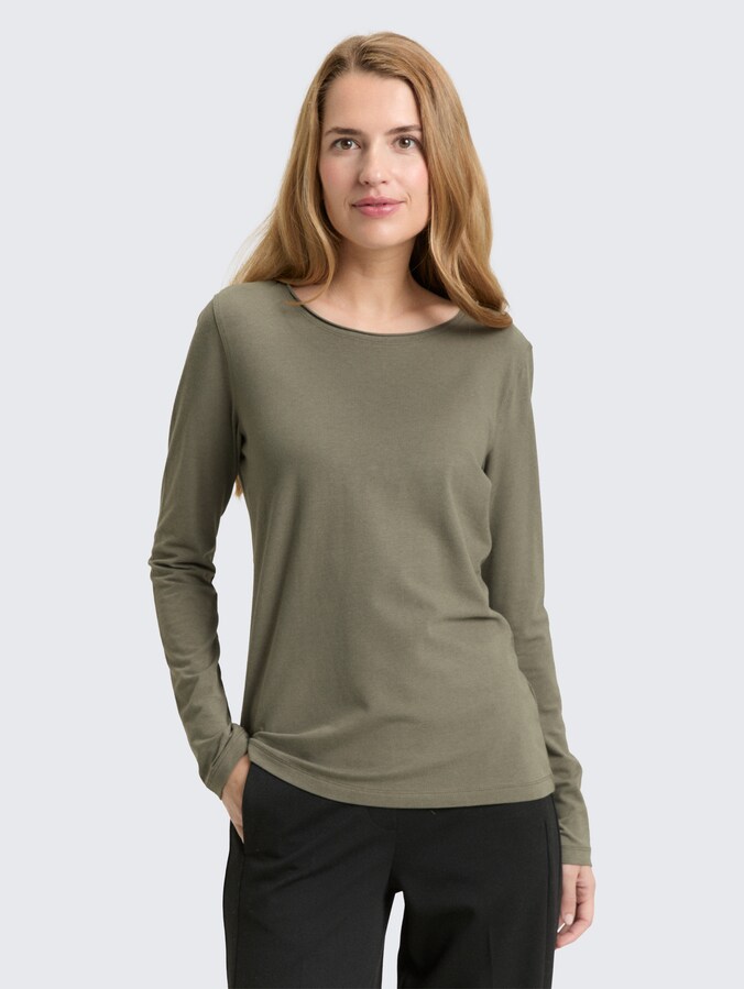 Basic shirt met lange mouwen door Women, cloudy green