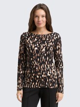 Langarmshirt mit Muster - brown sparkle design - Ausschnitt Model-Vorderansicht