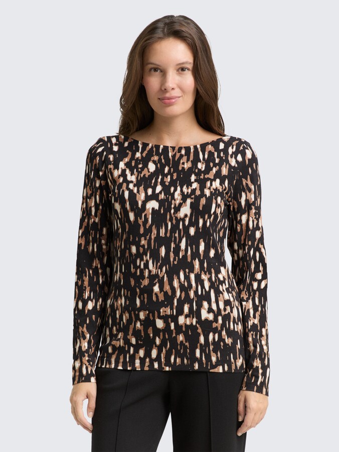 Shirt met lange mouwen en patroon door Women, brown sparkle design
