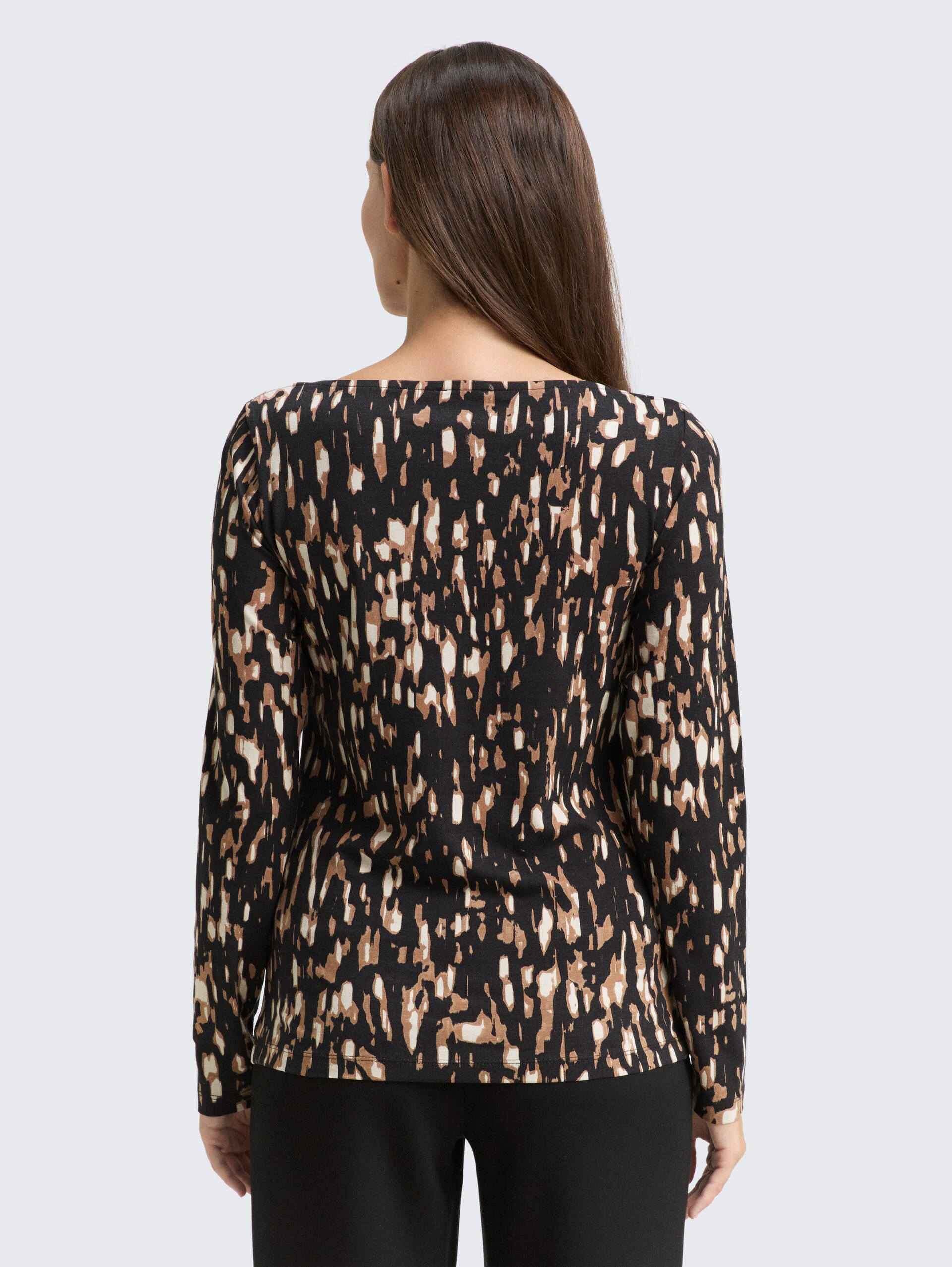Shirt met lange mouwen met patroon - brown sparkle design - Neklijn model-achteraanzicht