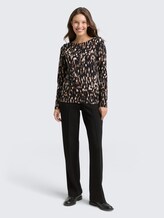 Langarmshirt mit Muster - brown sparkle design - Model-Vorderansicht