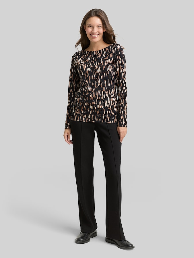 T-shirt à manches longues avec motif par Women, brown sparkle design