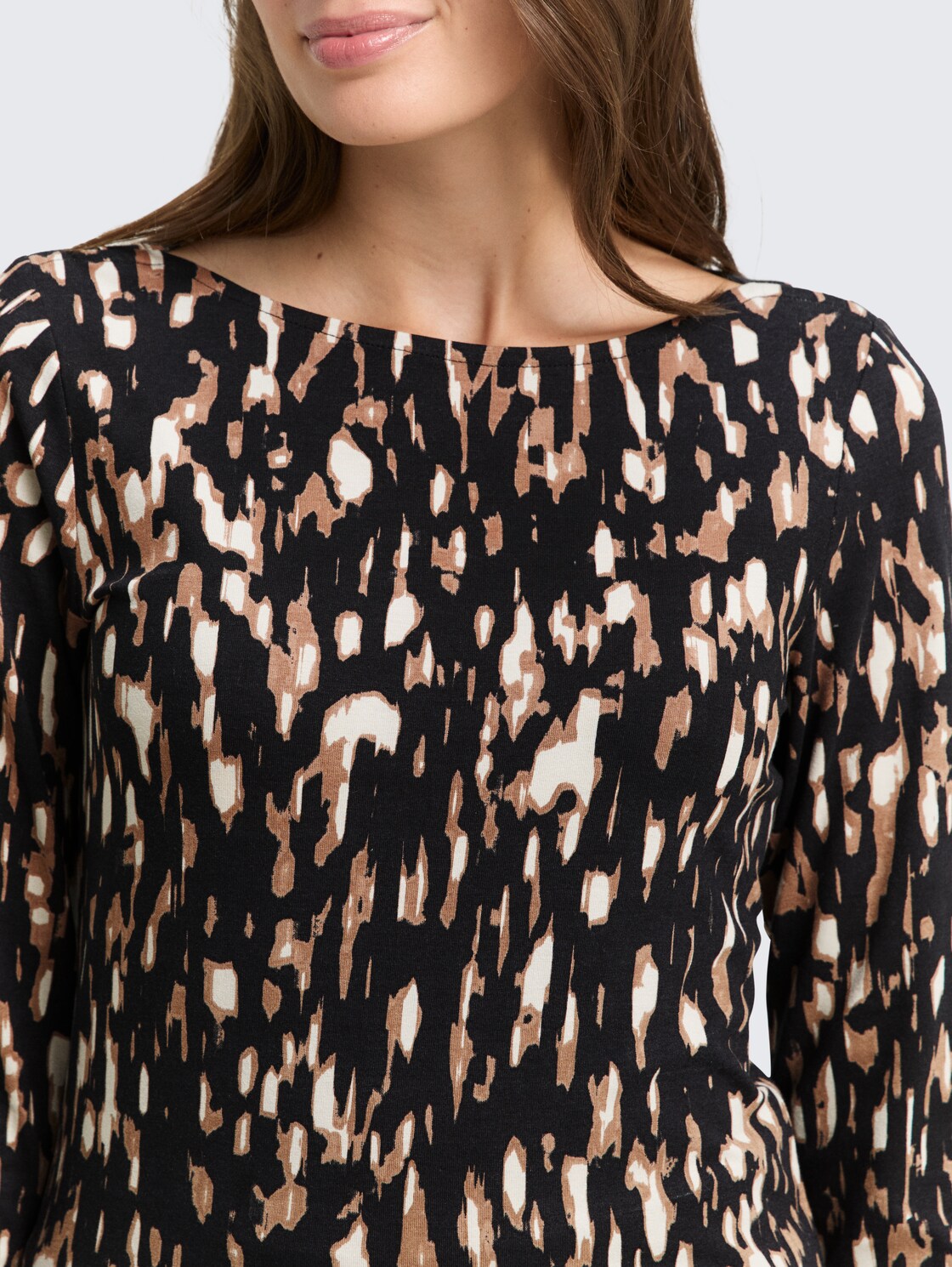 Langarmshirt mit Muster - brown sparkle design - Detail-Model-Ansicht