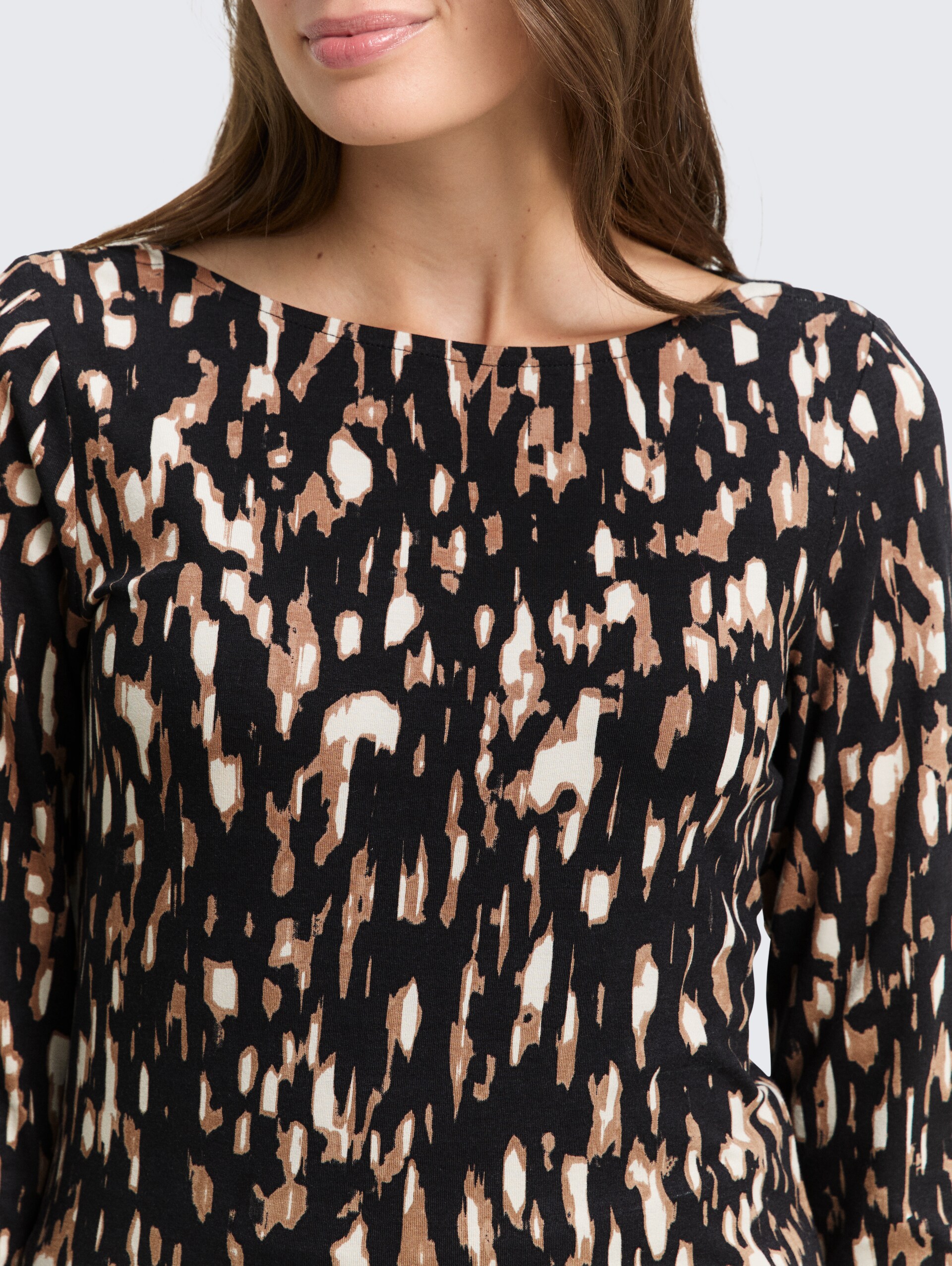 Shirt met lange mouwen met patroon - brown sparkle design - Detailaanzicht model