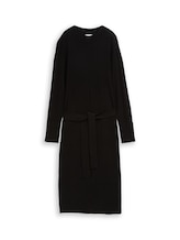 Selected, Fitted midi dress with belt by Tom Tailor, black