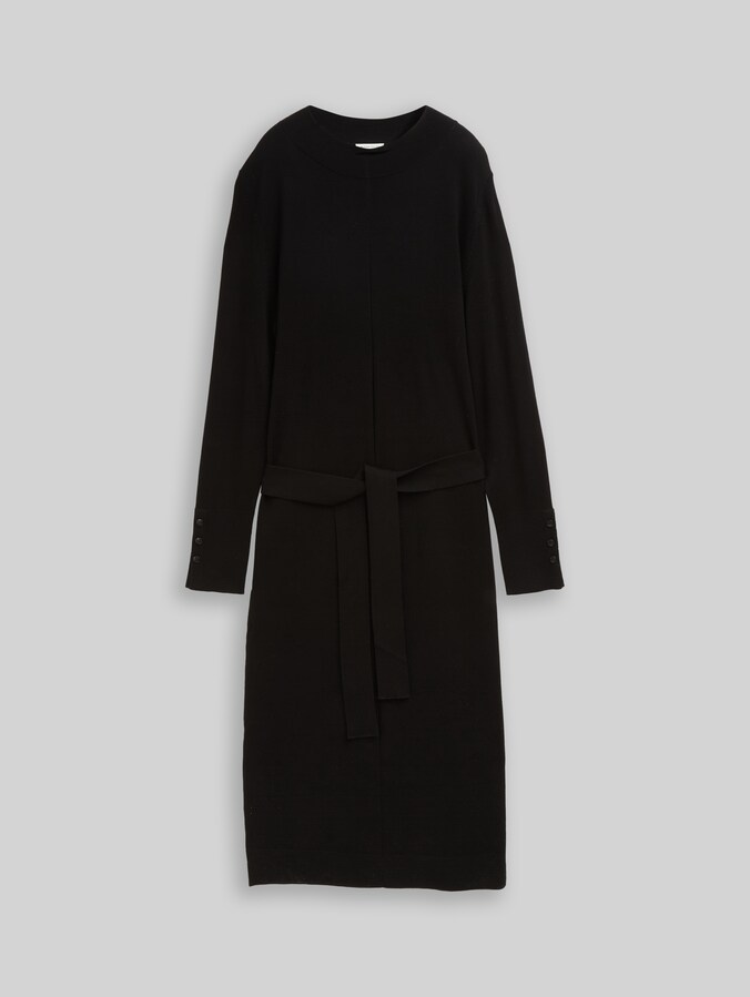 Fitted Midi-Kleid mit Gürtel von Women, deep black