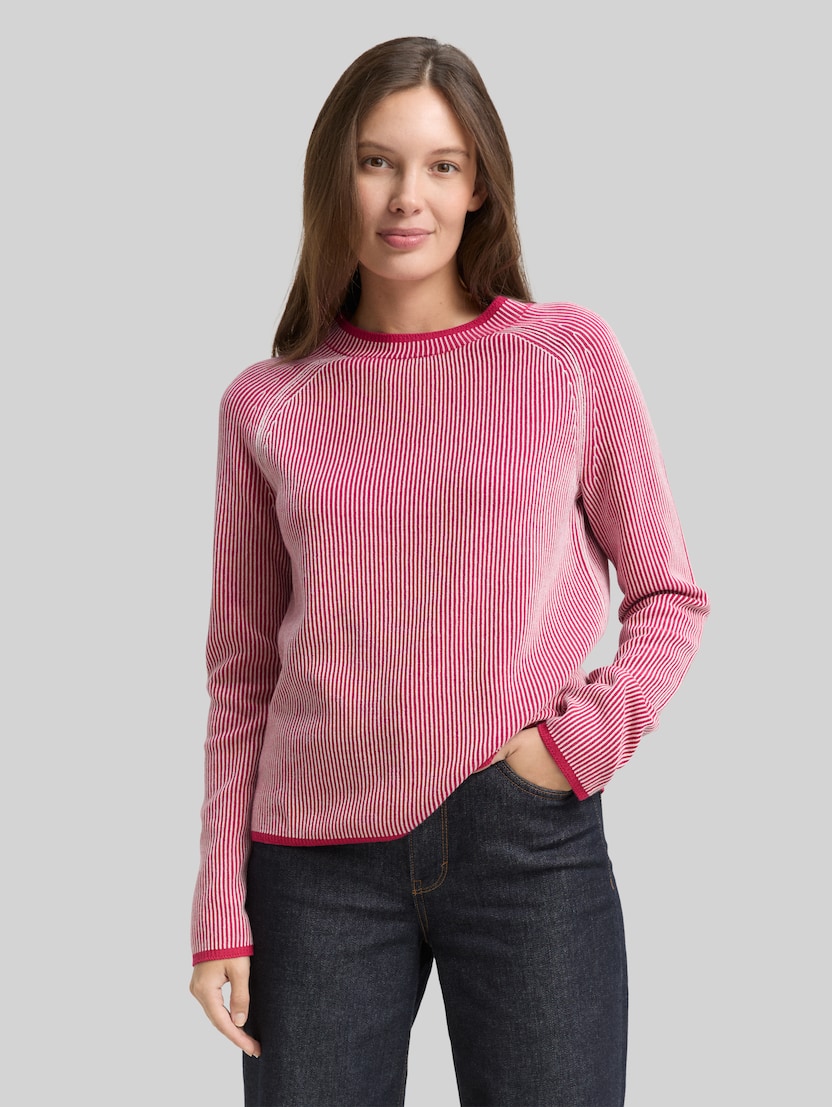 Strickpullover mit Rundhalsausschnitt von Women, pink plaited knit