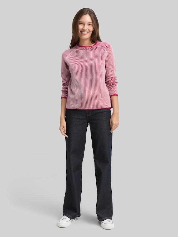 Strickpullover mit Rundhalsausschnitt von Women, pink plaited knit