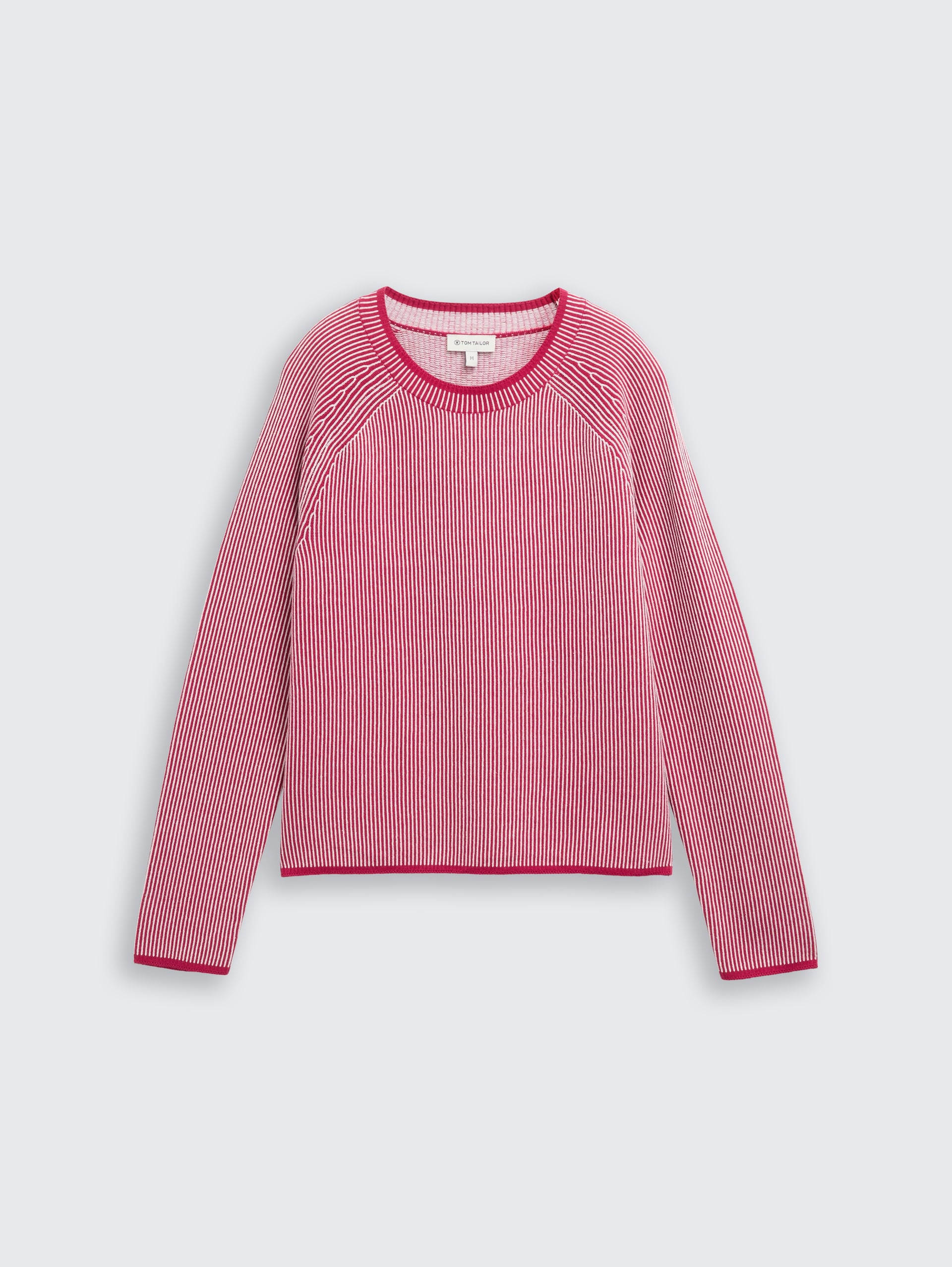 Strickpullover mit Rundhalsausschnitt - pink plaited knit