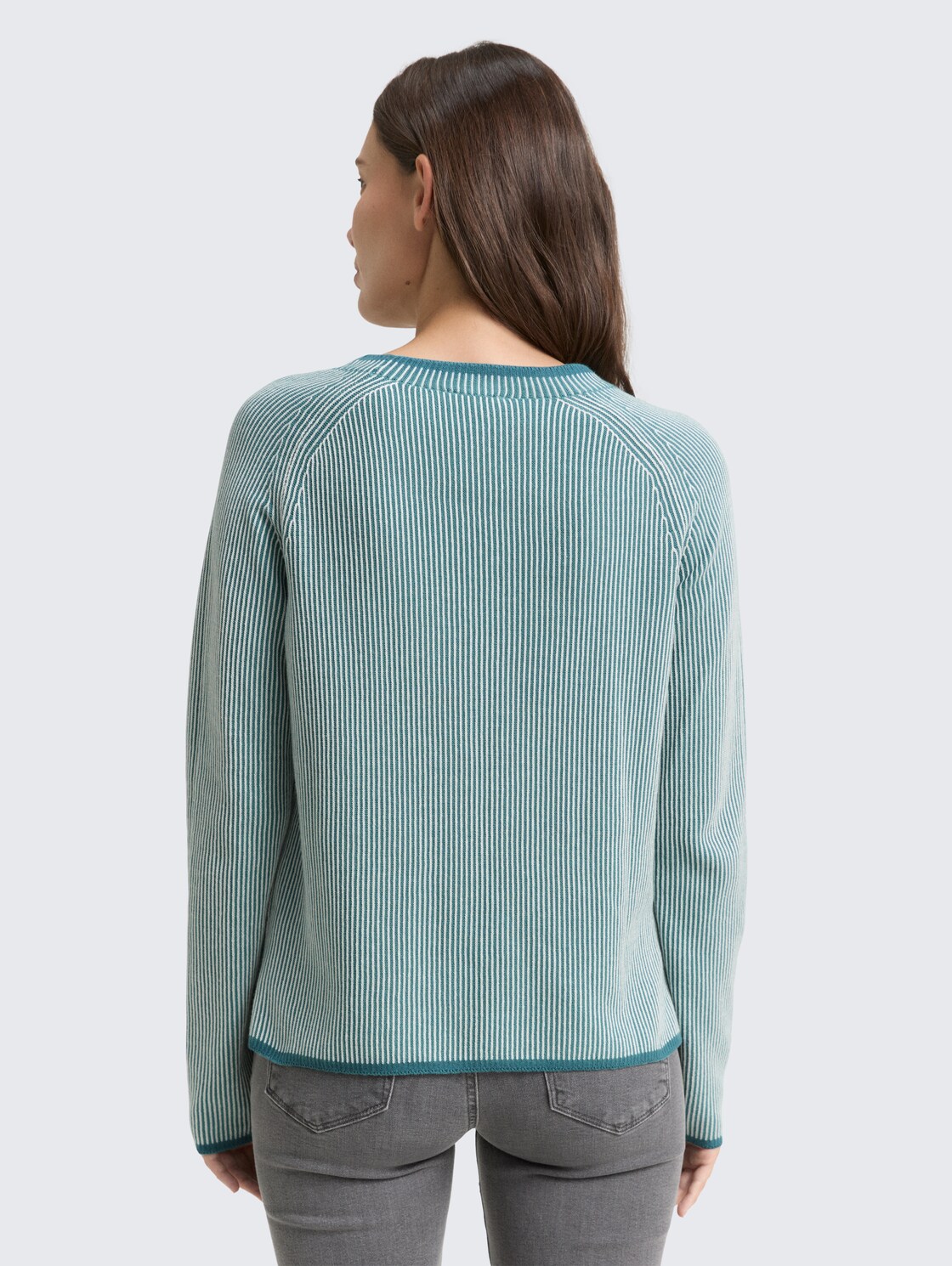 Strickpullover mit Rundhalsausschnitt - teal plaited knit