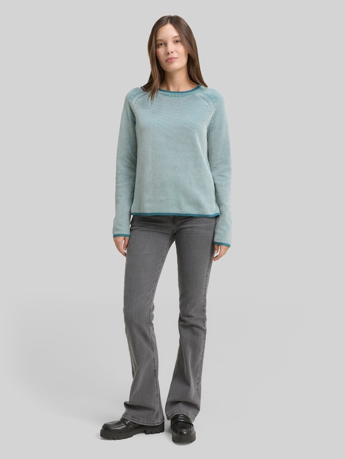 Strickpullover mit Rundhalsausschnitt von Women, teal plaited knit