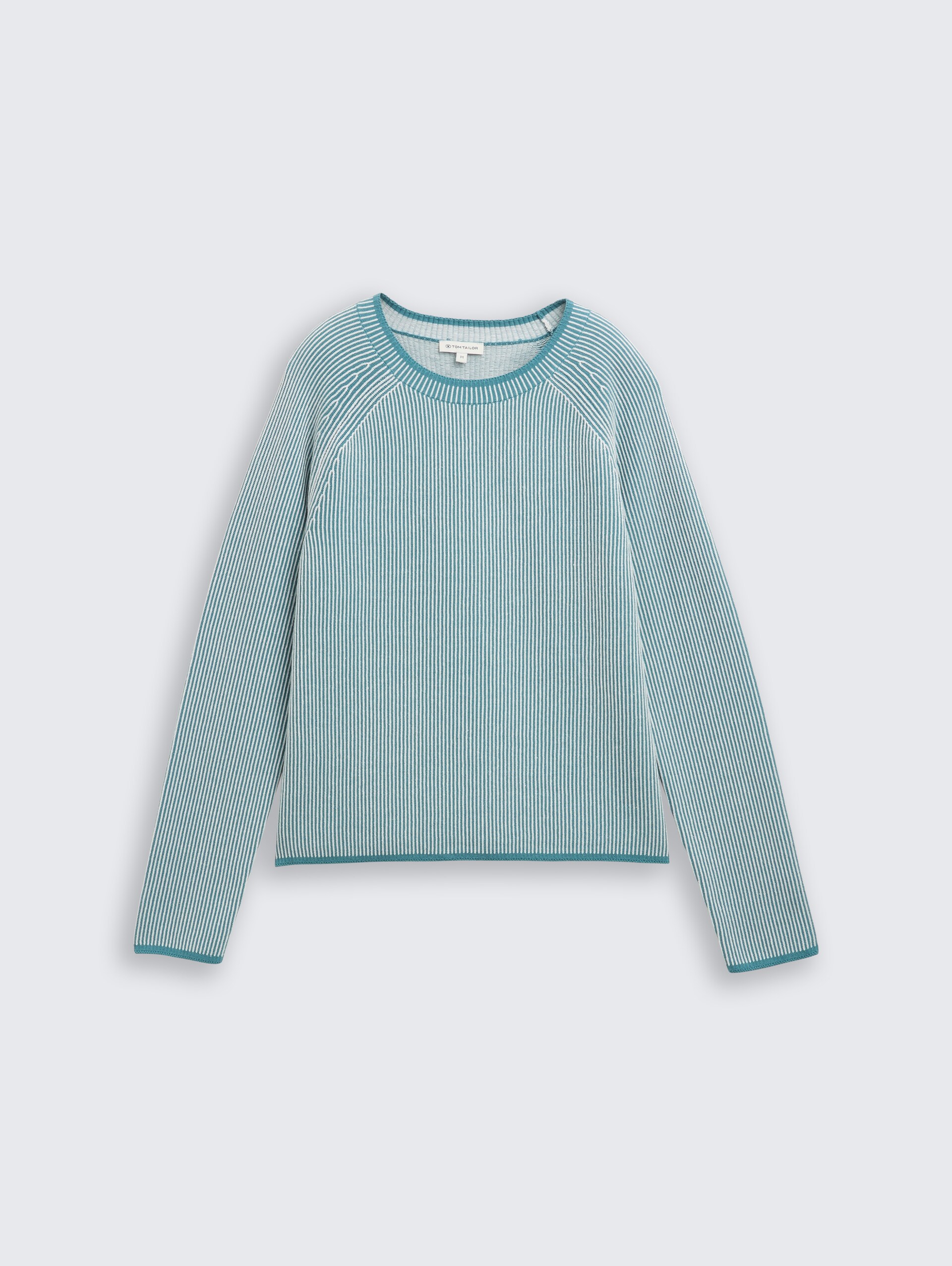 Strickpullover mit Rundhalsausschnitt - teal plaited knit