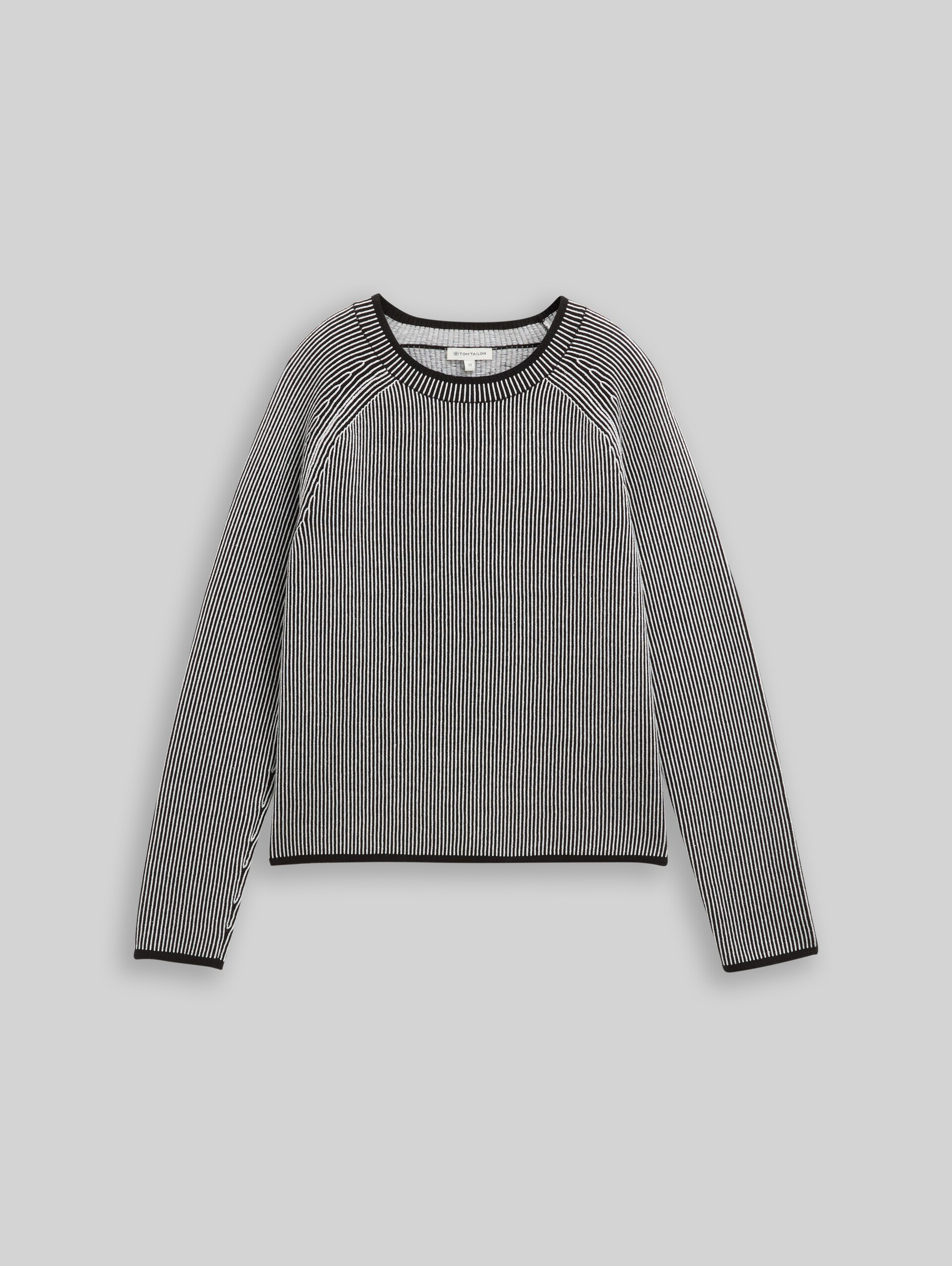 Knitted jumper - black white plaited knit